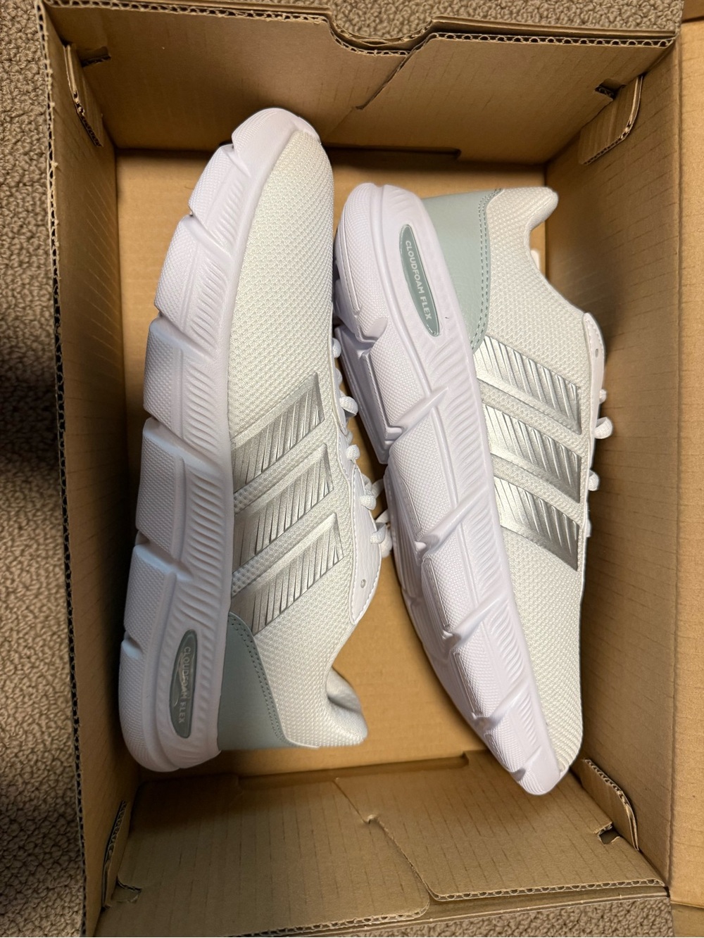 adidas Women’s White and Silver Mesh Training Sneakers